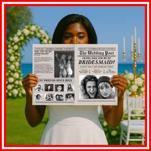 Tarjeta Propuesta de dama de honor de periódico única donc