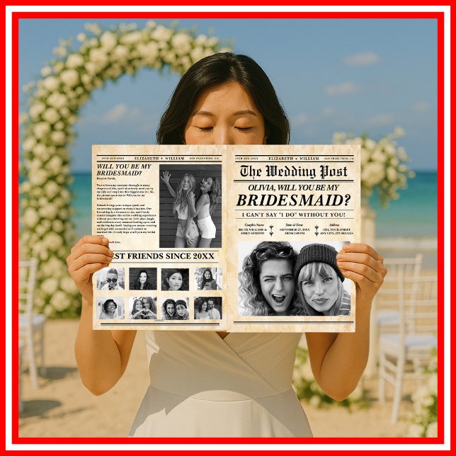 Tarjeta Propuesta de Dama de Honor en Periódico Rústico (Subido por el creador)