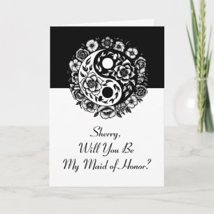 Tarjeta Propuesta de Dama de Honor Floral Yin Yang