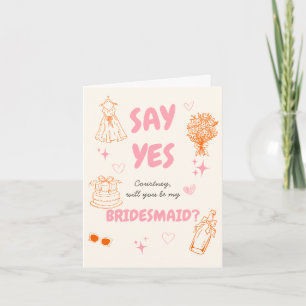 Tarjeta Propuesta de Dama de Honor Rosa + Naranja