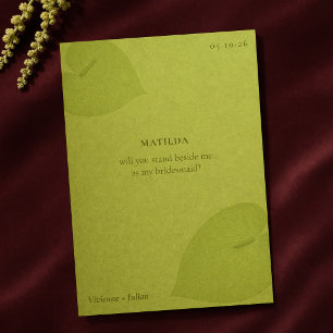Tarjeta Propuesta de Damas de Honor a Medida Chartreuse Mo
