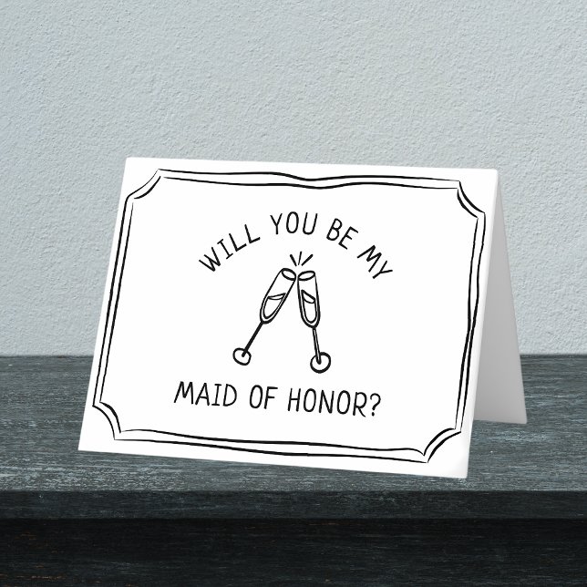 Tarjeta Propuesta de doncella de honor para la exquisita t (Ask your best friend to be your matron of honor with this elegant champagne card.)