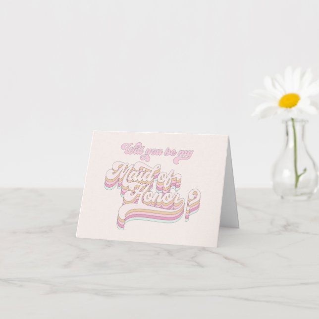 Tarjeta Propuesta de doncella de honor, retro, moderno (Planta pequeña)