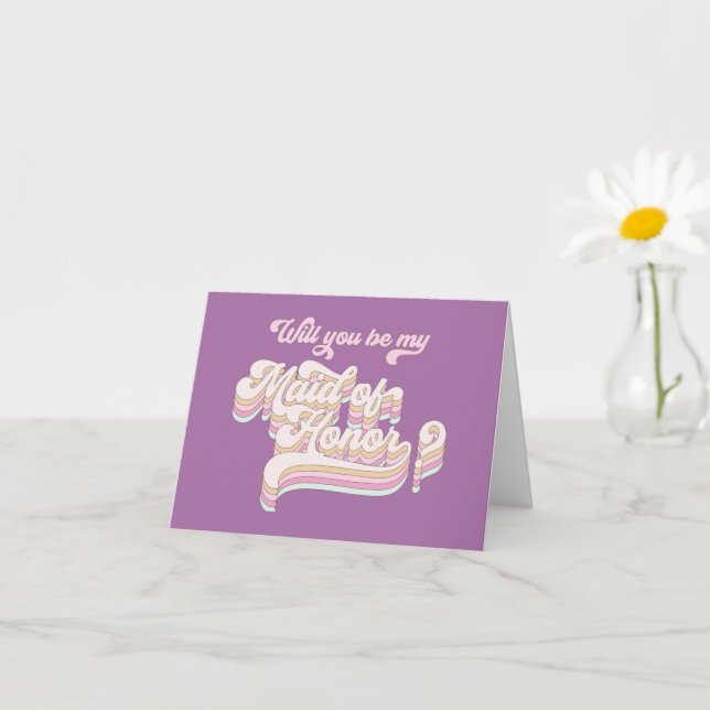 Tarjeta Propuesta de doncella de honor, retro, moderno (Planta pequeña)