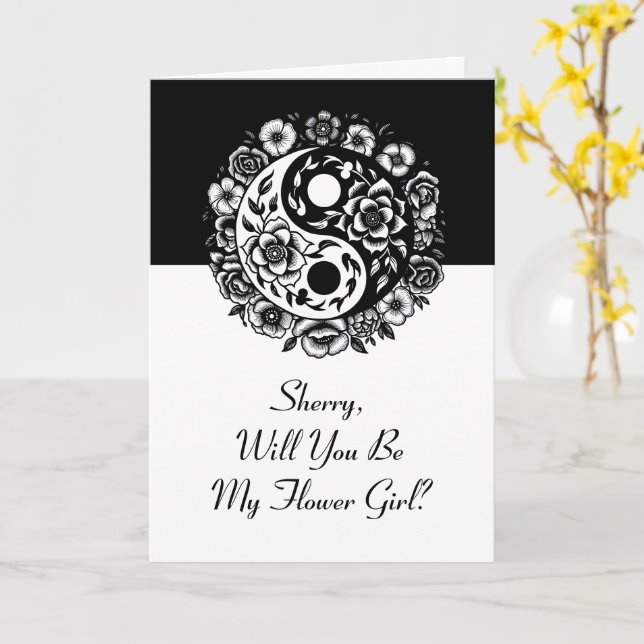 Tarjeta Propuesta de Floral Yin Yang Flower Girl (flor amarilla)