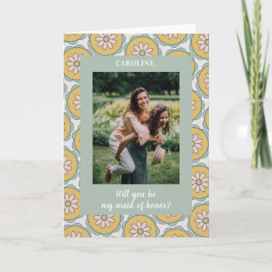 Tarjeta Propuesta de Foto de Dama de Honor Floral Pastel B