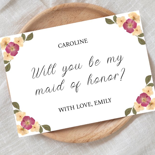 Tarjeta Propuesta de honor de elegante doncella de flores  (Subido por el creador)