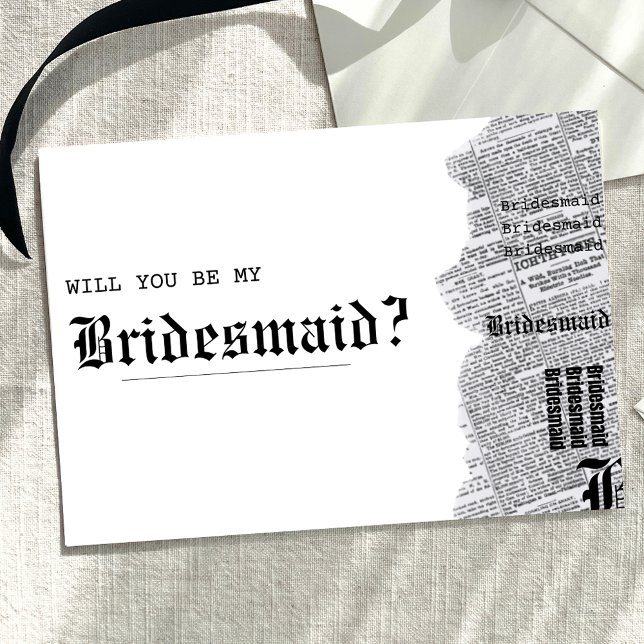 Tarjeta Propuesta de la dama de honor gótica negra y blanc (Subido por el creador)