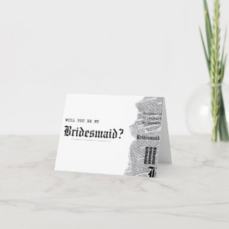 Tarjeta Propuesta de la dama de honor gótica negra y blanc