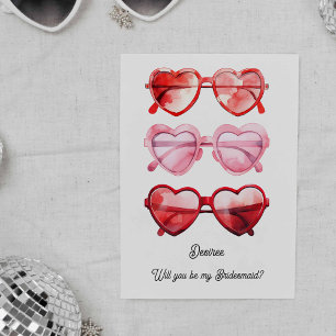 Tarjeta Propuesta de la dama de honor Heart Sunnies