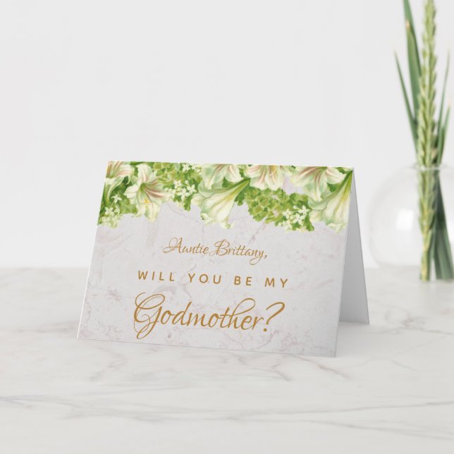 Tarjeta Propuesta de la Madrina Floral Lilies Marble Card (Anverso)