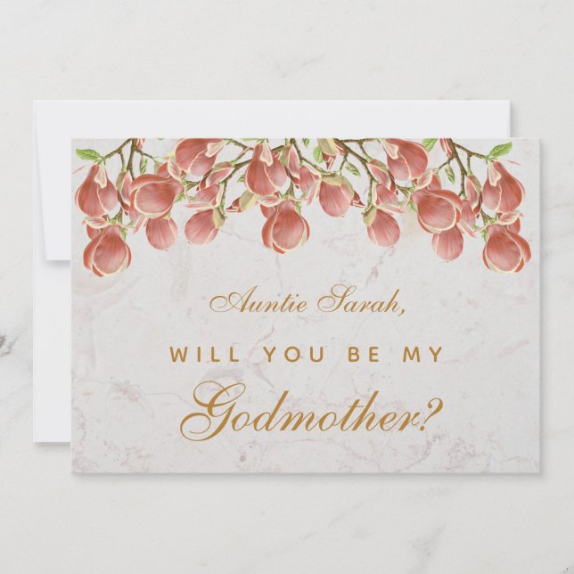 Tarjeta Propuesta de la Madrina Magnolia Rosa Mármol Flora (Anverso)