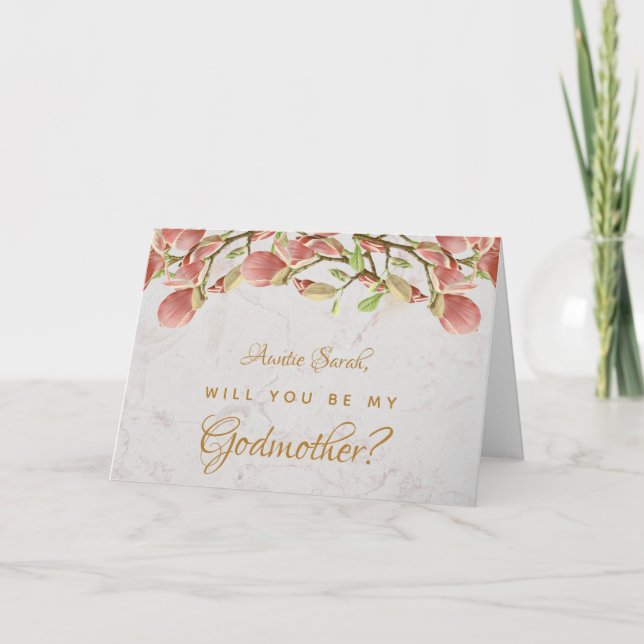 Tarjeta Propuesta de la Madrina Marble de Magnolia Rosa Fl (Anverso)