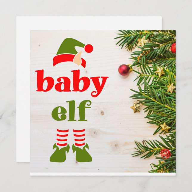 Tarjeta Propuesta de Madrina de Navidad Pequeño Elfo (Anverso / Reverso)