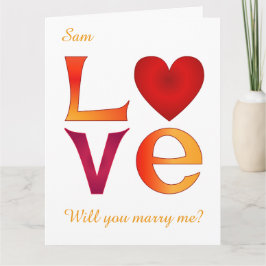 Tarjeta Propuesta de matrimonio LOVE Square personalizada 