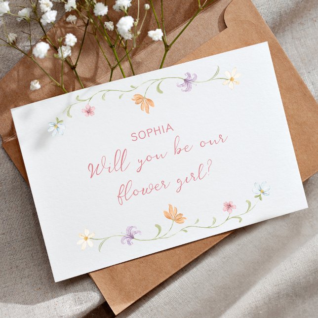 Tarjeta Propuesta de niña de las flores acuarela floral si (Subido por el creador)