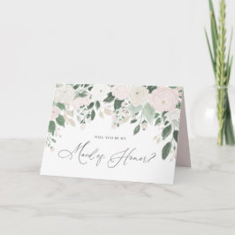 Tarjeta Propuesta de Purpurina de Honor de Pastel Flowers