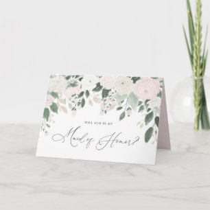 Tarjeta Propuesta de Purpurina de Honor de Pastel Flowers