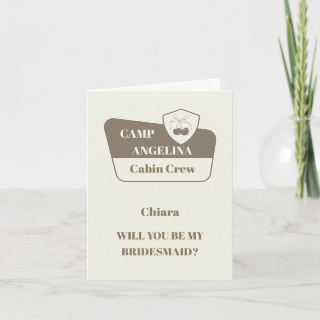 Tarjeta Propuesta del partido Camp Bridesmaid Camping Wedd (Anverso)