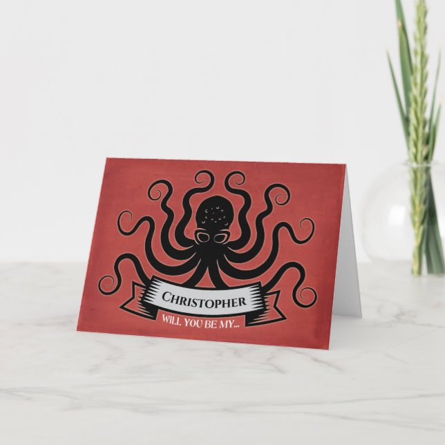 Tarjeta Propuesta del partido Groomsman de matrimonio mode (Anverso)