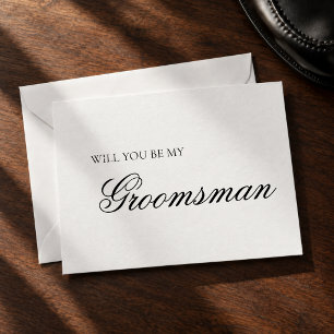 Tarjeta Propuesta Minimalista de Padrino de Boda en Blanco