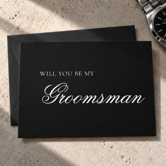 Tarjeta Propuesta Minimalista de Padrino de Boda en Blanco