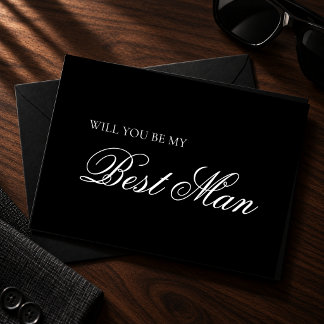 Tarjeta Propuesta Minimalista de Padrino en Blanco y Negro