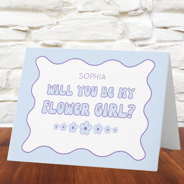 Tarjeta Propuesta personalizada Cute Wavy Blue de la chica (Subido por el creador)
