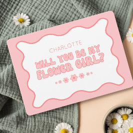 Tarjeta Propuesta personalizada de chica de flor rosa de m