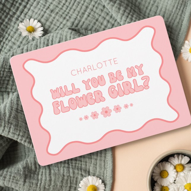 Tarjeta Propuesta personalizada de chica de flor rosa de m (Subido por el creador)