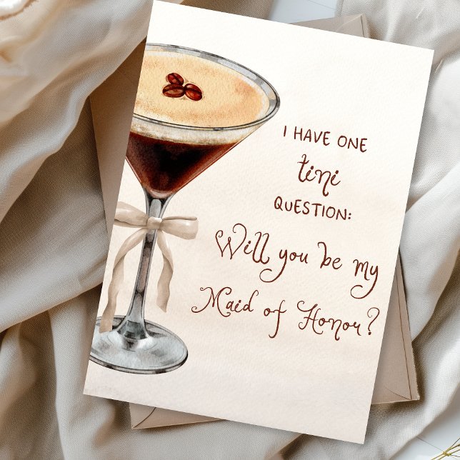 Tarjeta Propuesta sincera de Espresso Martini (Elegant espresso martini card – perfect for your maid of honor proposal with a personal touch.)