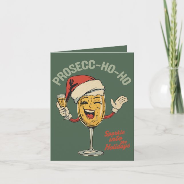 Tarjeta Prosecc-ho-ho – Funny Christmas Prosecco Pun  (Anverso)