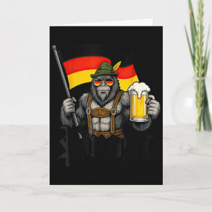 Tarjeta Prost Bigfoot bebiendo cerveza Lederhosen alemán 
