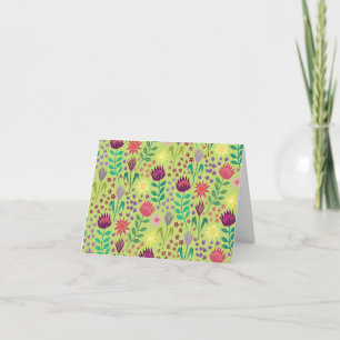 Tarjeta Protea Floral Block Print Millefleur cumpleaños