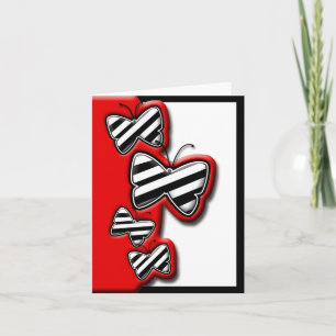 Tarjeta Protectores de mariposa de Moda blanca y negra roj