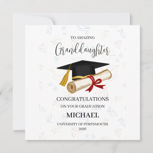 Tarjeta Proud Granddaughter Graduation Personalized (Anverso)