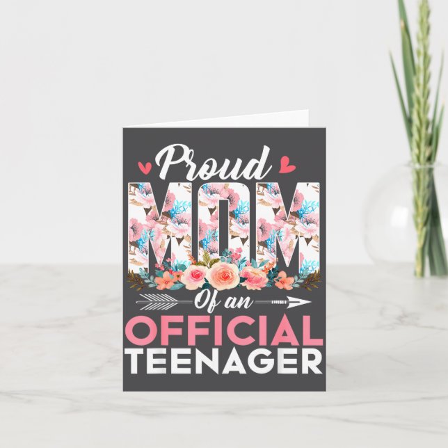 Tarjeta Proud Mom Of Teenager 13th Birthday Gift Girls Tee (Anverso)