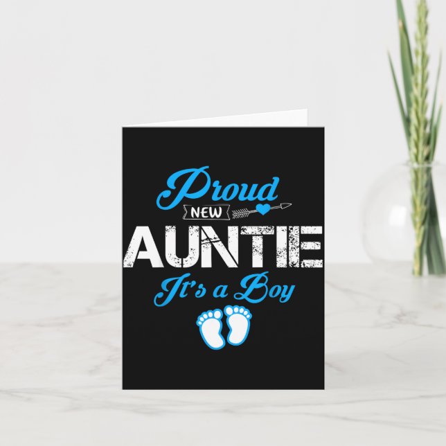 Tarjeta Proud New Auntie It's A Boy Gender Reveal Funny Fa (Anverso)
