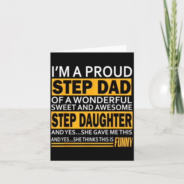 Tarjeta Proud Step Dad Father Day Gift For Stepdad From St (Anverso)