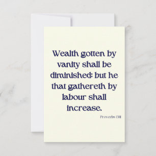 Tarjeta Proverbios 13:11 KJV Biblia Verso saludo plano