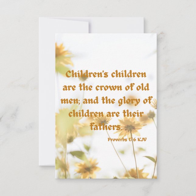 Tarjeta Proverbios 17:6 KJV Biblia Scripture Fic Greeting (Anverso)