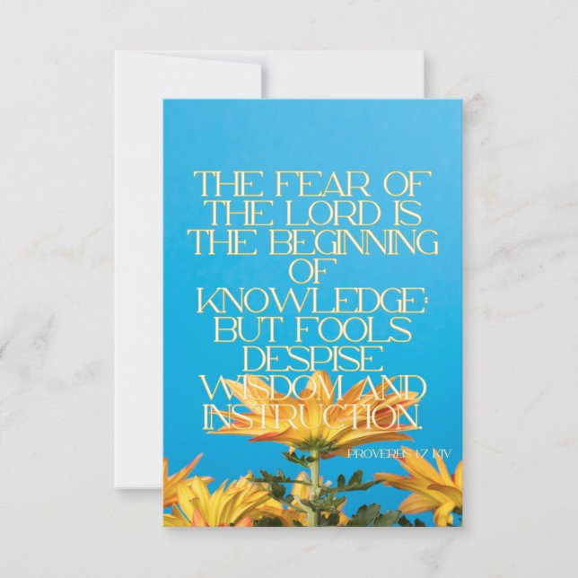 Tarjeta Proverbios 1:7 KJV Escritura De Biblia Saludo Pic (Anverso)