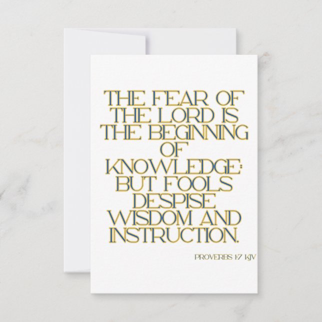 Tarjeta Proverbios 1:7 Saludo de la Biblia de KJV (Anverso)