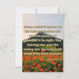 Tarjeta Proverbios 20:11-12 Biblia Verse Pic Greeting Card