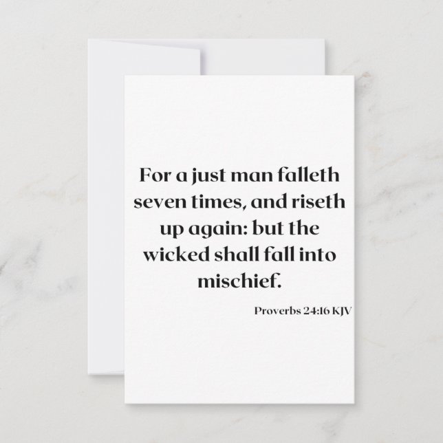 Tarjeta Proverbios 24:16 Saludo de las Escrituras de la Bi (Anverso)