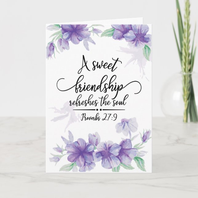 Tarjeta Proverbios 27:9 Amistad dulce refresca el alma (Anverso)