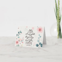 Tarjeta Proverbios 31:25 Ella está vestida con fuerza