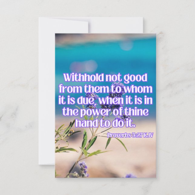 Tarjeta Proverbios 3:27 KJV Escritura De Biblia Saludo Pic (Anverso)