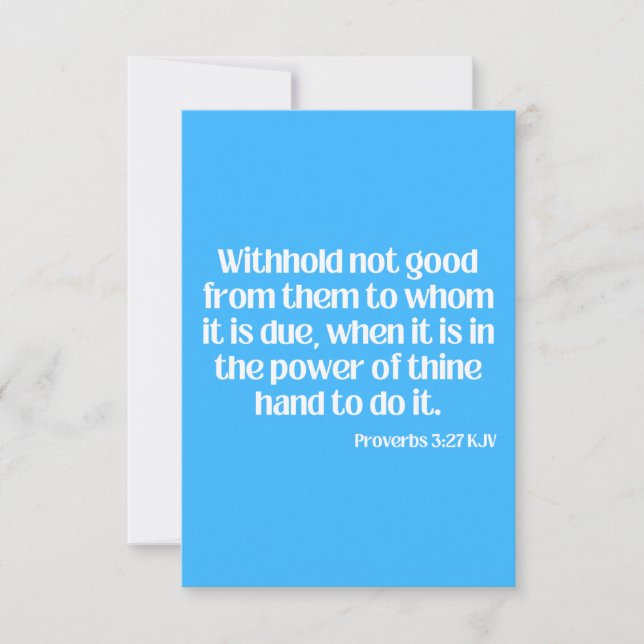 Tarjeta Proverbios 3:27 Saludo de la Biblia de KJV (Anverso)