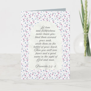 Tarjeta Proverbios 3:3–4 Escritura Floral